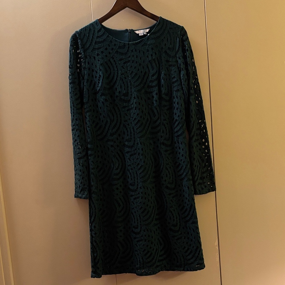 Boden Dark Green Long Sleeve Lace Dress